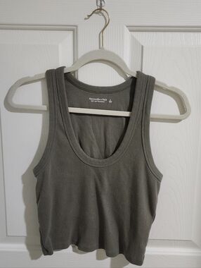 Abercrombie & Fitch Olive Ribbed Scoop Neck Tank